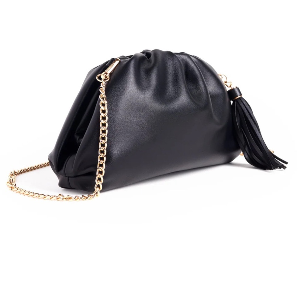 NWOT Understated Leather Crescent Clutch
